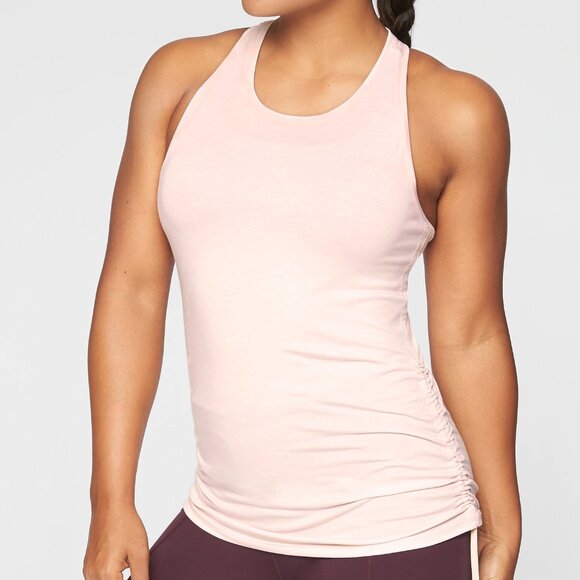 Athleta Tops - Athleta racerback Encore Tank top pale ballerina gown pink cinched sides